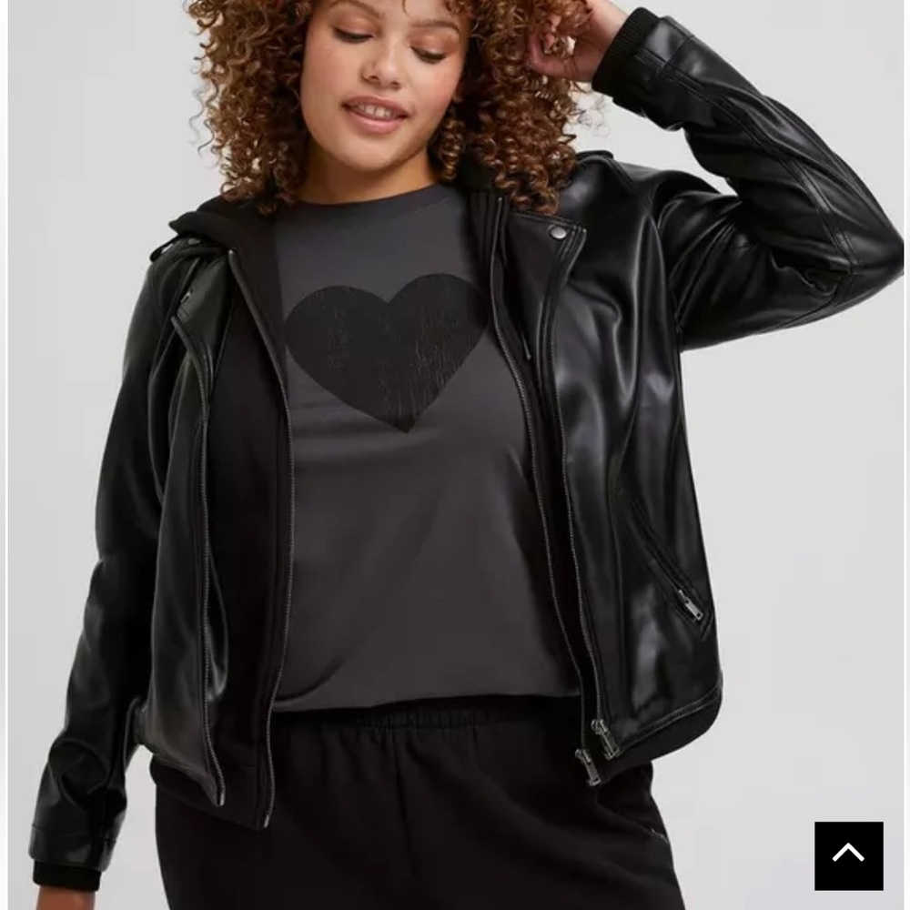 NWT torrid Black Hooded Faux Leather Moto Jacket